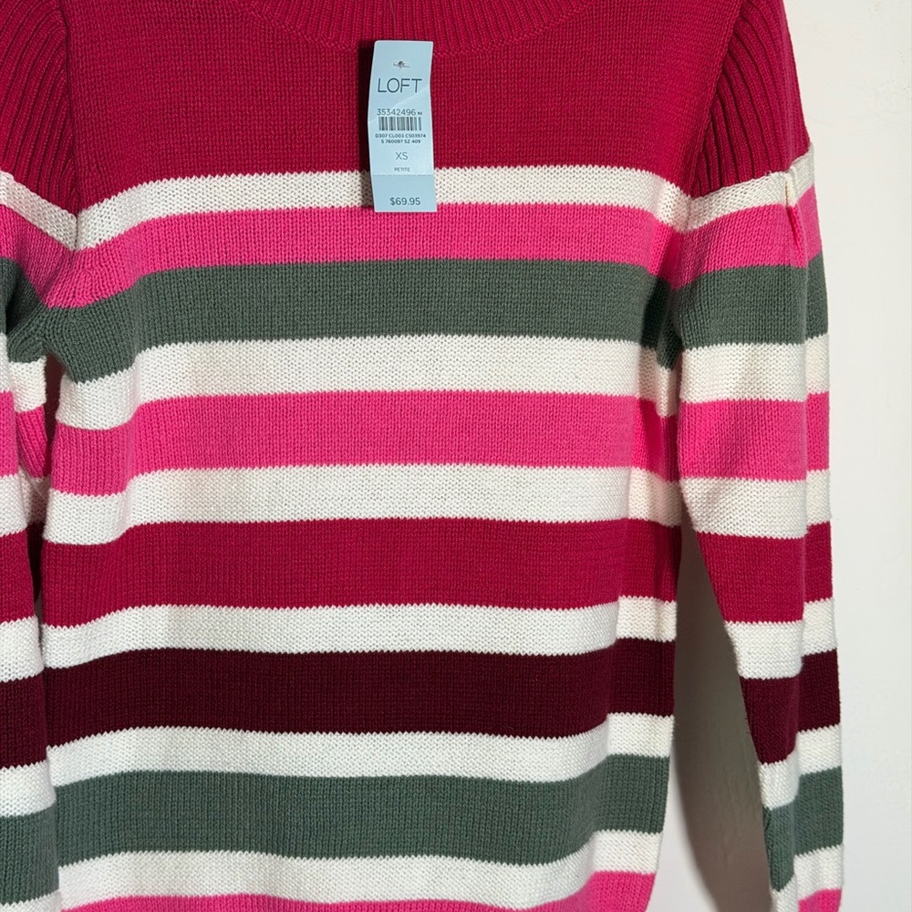 LOFT Colorful Striped Crew Neck Sweater NWT - Picture 3 of 14